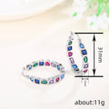 Multicolor Baguette Crystal Hoop Earrings in Silver Tone view 4