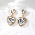 Gold Tone Crystal Heart Drop Stud Earrings 5 Colors view 8