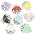 Pearl Trimmed Shell Charms in Seven Colors and Two Tones view 3