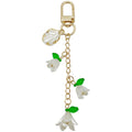 White Bell Flower Shell and Leaf U Clasp Keychains view 5