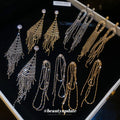Gold and Silver Tone Chain Fringe Stud Earrings in Six Styles view 1