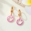Gold Tone Open Smiley Face Huggie Drop Earrings in Six Colors view 6