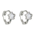 Silver Tone Star Clear Zircon Mini Huggie Hoop Earrings view 5