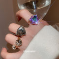 Silver Grey Triangle Open Ring Large Crystal Geometric Styles view 4
