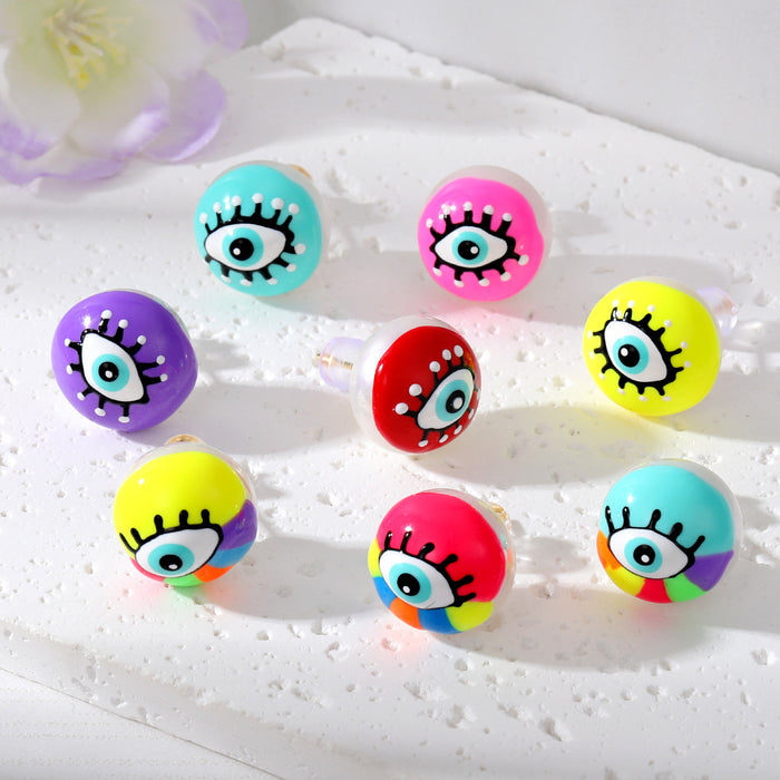 Colorful Round Eyeball Stud Earrings in Eight Designs
