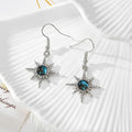 Silver Tone Blue Celestial Glass Sun and Moon Drop Earrings view 2