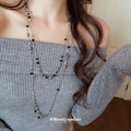 Silver Flower Charm Pearl Double Layer Necklace Set view 2