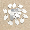 Polished Stainless Steel Oval Tag Pendants with Top Holes view 3