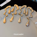 Irregular Liquid Metal Abstract Long Drop Earrings view 4