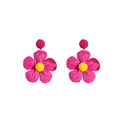 Seven Color Woven Five Petal Flower Statement Earrings view 7