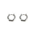 Silver Bamboo Joint Mini Huggie Hoop Earrings Pair view 5