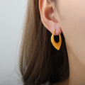 Gold Steel Geometric U Shape Hoop Earrings Smooth Metal view 1
