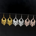 Silver Rose Gold and Gold Filigree Teardrop Hook Earrings view 2