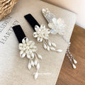 Pearl Flower Velvet and Crystal Flower Hair Clips Two Styles view 4