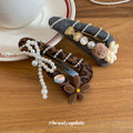 Leopard Print Snap Clip Pearl Bow and Brown Flower view 4