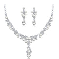 Blue Black Pearl Crystal Cluster Collar Metal Necklace and Earring Set view 5