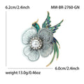 Fabric Flower Phoenix Brooch With Faceted Crystals And Polished Metal Details view 4