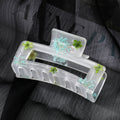 Transparent Resin Pressed Flower Rectangular Hair Claw Clip view 3