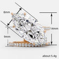 Silver Tone Marquise Cluster Ring with Layered Stone Bands view 4