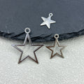 Silver-Tone Star Charm Pendant Open Solid Styles Two Sizes view 1