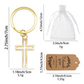 Gold Tone Hollow Openwork Cross Metal Keychain Split Ring view 2
