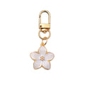 Gold Enamel Cherry Blossom Keychain Pink White Black view 6