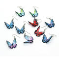 Silver Tone Colorful Sculpted Butterfly Hook Earrings view 3
