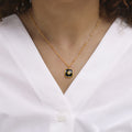 Black Enamel Star Square Pendant Satellite Necklace view 3
