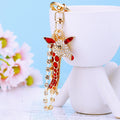 Crystal Chain Giraffe Keychains in Blue Red Assorted and Peace Motif Styles view 3