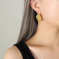 Matte Gold Monstera Leaf Hook Drop Earrings Metal Pair view 4