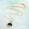 Gold Tone Crystal Evil Eye Round Pendant Necklaces in Two Colors view 4