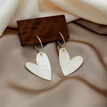 Marbled Heart Gold Tone Large Hoop Earrings in Three Colors view 3