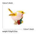 Plump Enamel Bird Brooch Perched on Holly in Two Colors view 6