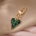 Gold Tone Checkered Heart Enamel Clip Keychains in Four Colors view 7