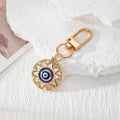 Rhinestone Evil Eye Round Alloy Keychains Gold Silver view 3