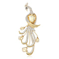 Crystal Peacock Brooch In 3 Styles With Polished Metal Details view 1