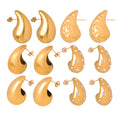 Chunky Teardrop Stud Earrings Gold Steel Multi Styles view 5