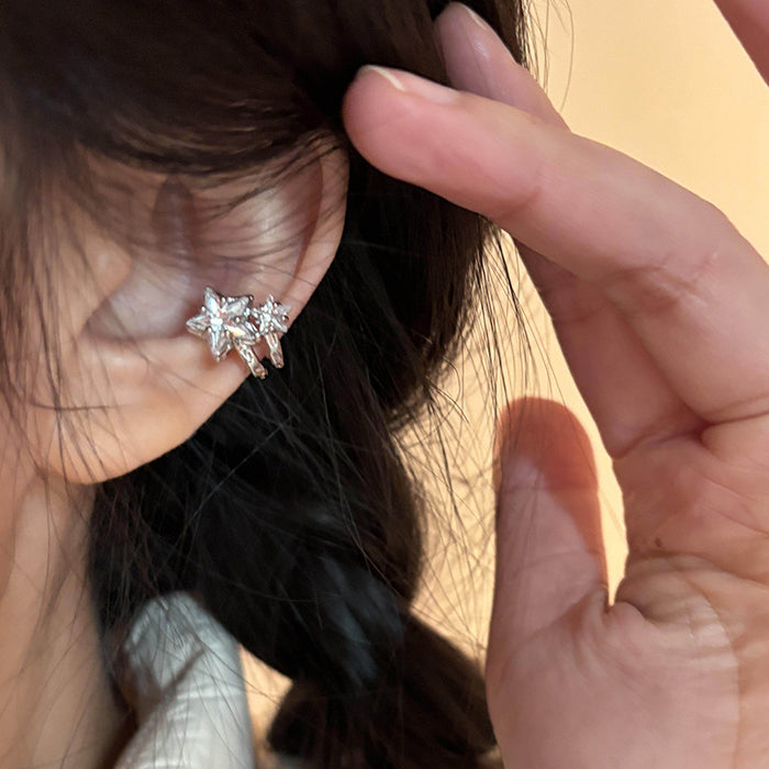 Silver Tone Butterfly Crystal Single Ear Cuff Metal Tone Jewelry
