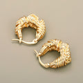 Gold Tone Woven Braided Texture Latch Hoop Earrings view 3