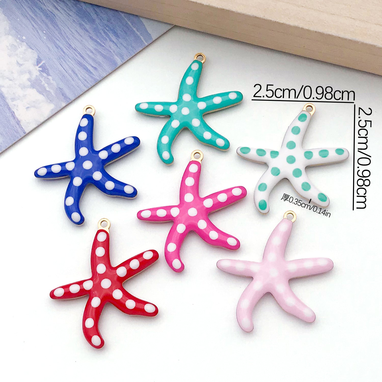 Enamel Stainless Steel Starfish Charm Pendant for DIY Earrings Necklace Jewelry Making
