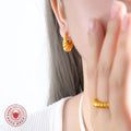 Twisted Link Ribbed Hoop Earrings Gold and Steel Tones view 3