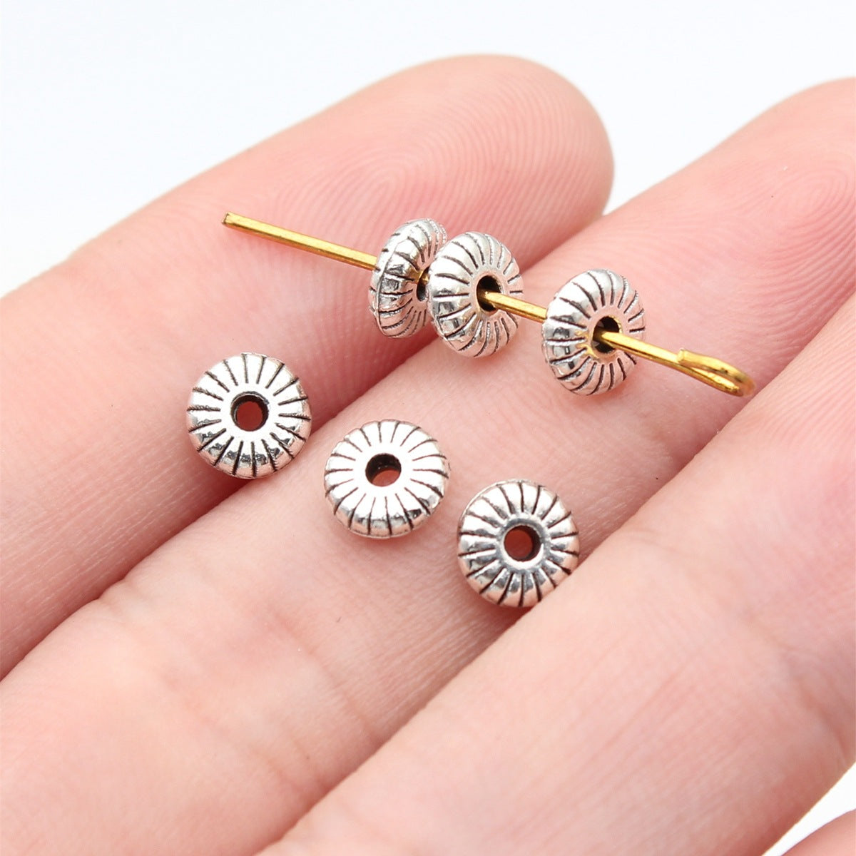 6x6x1.9mm 0.28g Antique Silver Zinc Alloy Round Small Hole Spacer Beads for DIY Bracelet Jewelry Making