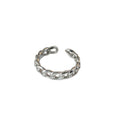 Silver Tone Interlocking Chain Link Open Adjustable Ring For Women view 5