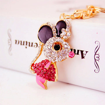 Rhinestone Mouse Keychain With Lobster Clasp in Three Colors