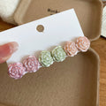 Pearl Rose Flower Stud Earring Sets Pastel Bold Colors view 6