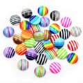 Striped Round Resin Cabochons in Sixteen Color Patterns and Mix view 5