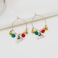 Christmas Green Bell Charm Hoop Earrings Beads Jingle view 3