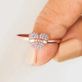 Rose Gold Pave Heart MOM Engraved Finger Ring Sizes 6-10 view 2