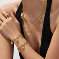 Star Moon Charm Necklace Bracelet Set Two-Tone Steel view 2