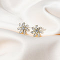 Clear Look Marquise Petal Flower Gold Tone Stud Earrings view 3